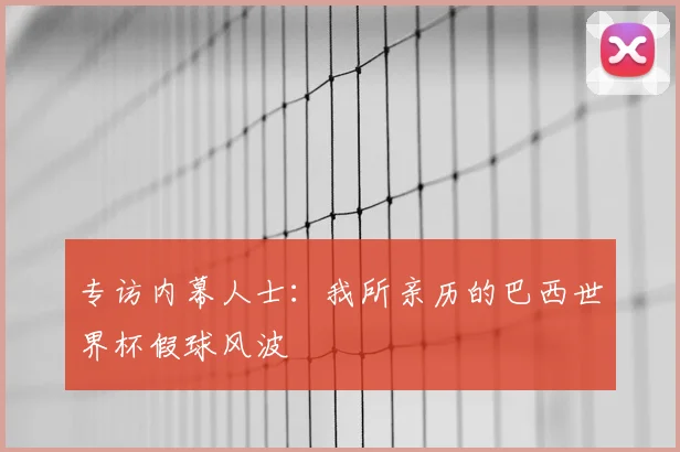 专访内幕人士：我所亲历的巴西世界杯假球风波