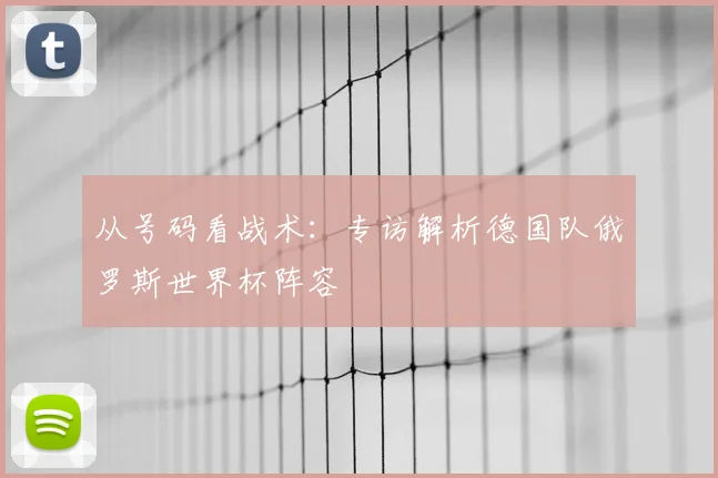 从号码看战术:专访解析德国队俄罗斯世界杯阵容